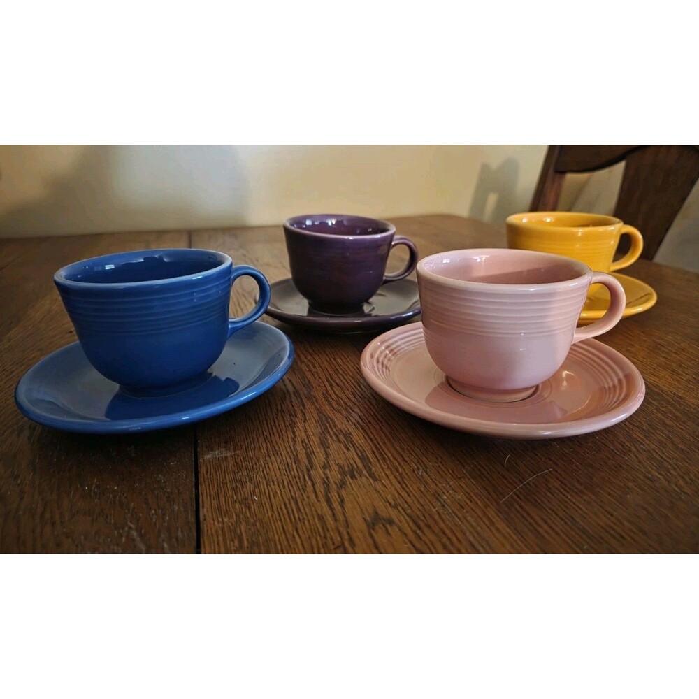Fiesta Cups & Sanucers - Set Of 4 Excellent Condition. Post 1986 Colors